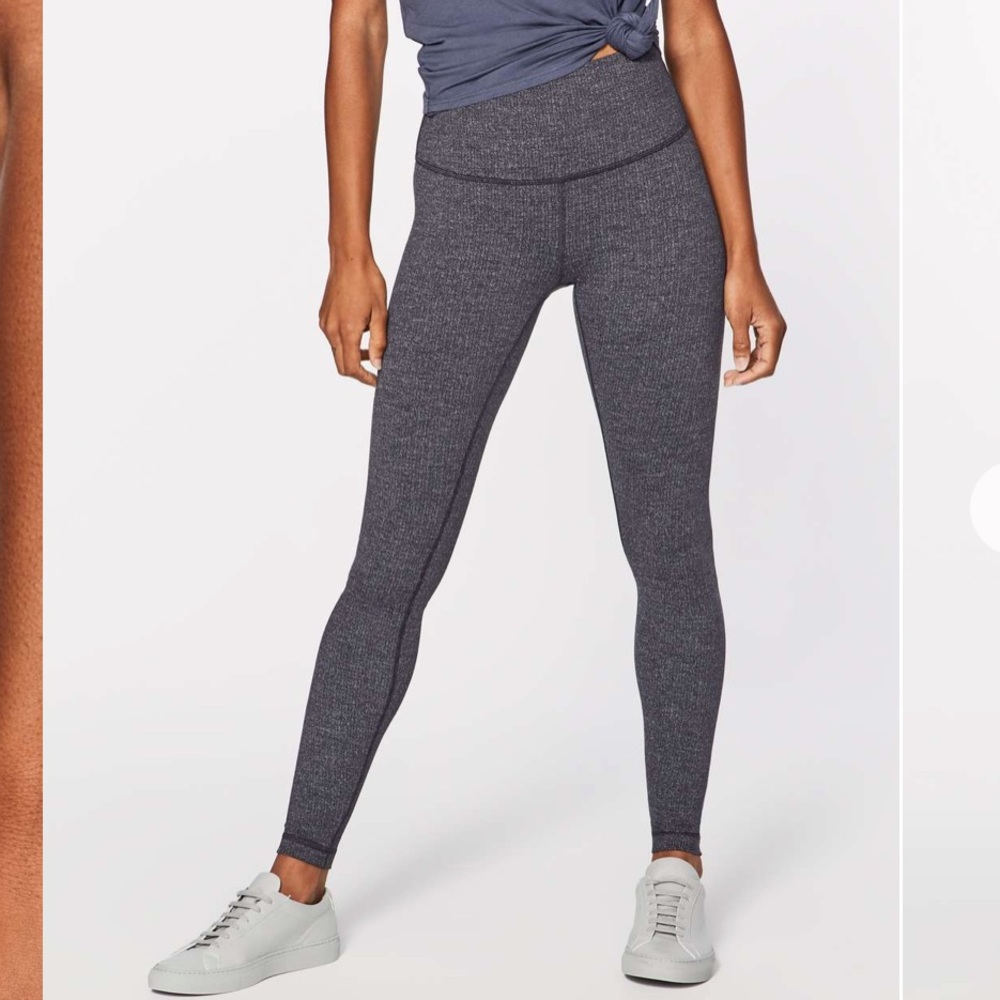 Lululemon Wunder Under Hi-Rise Tight- Luon Variegated Knit Black Heathered Black
